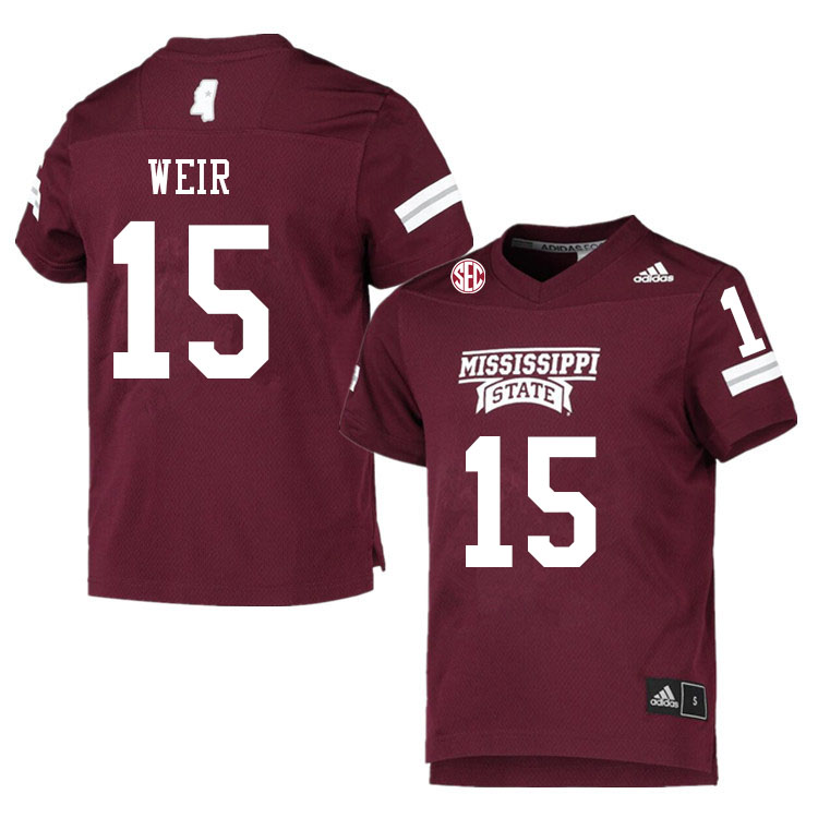 Men #15 Jake Weir Mississippi State Bulldogs College Football Jerseys Sale-Maroon - Click Image to Close